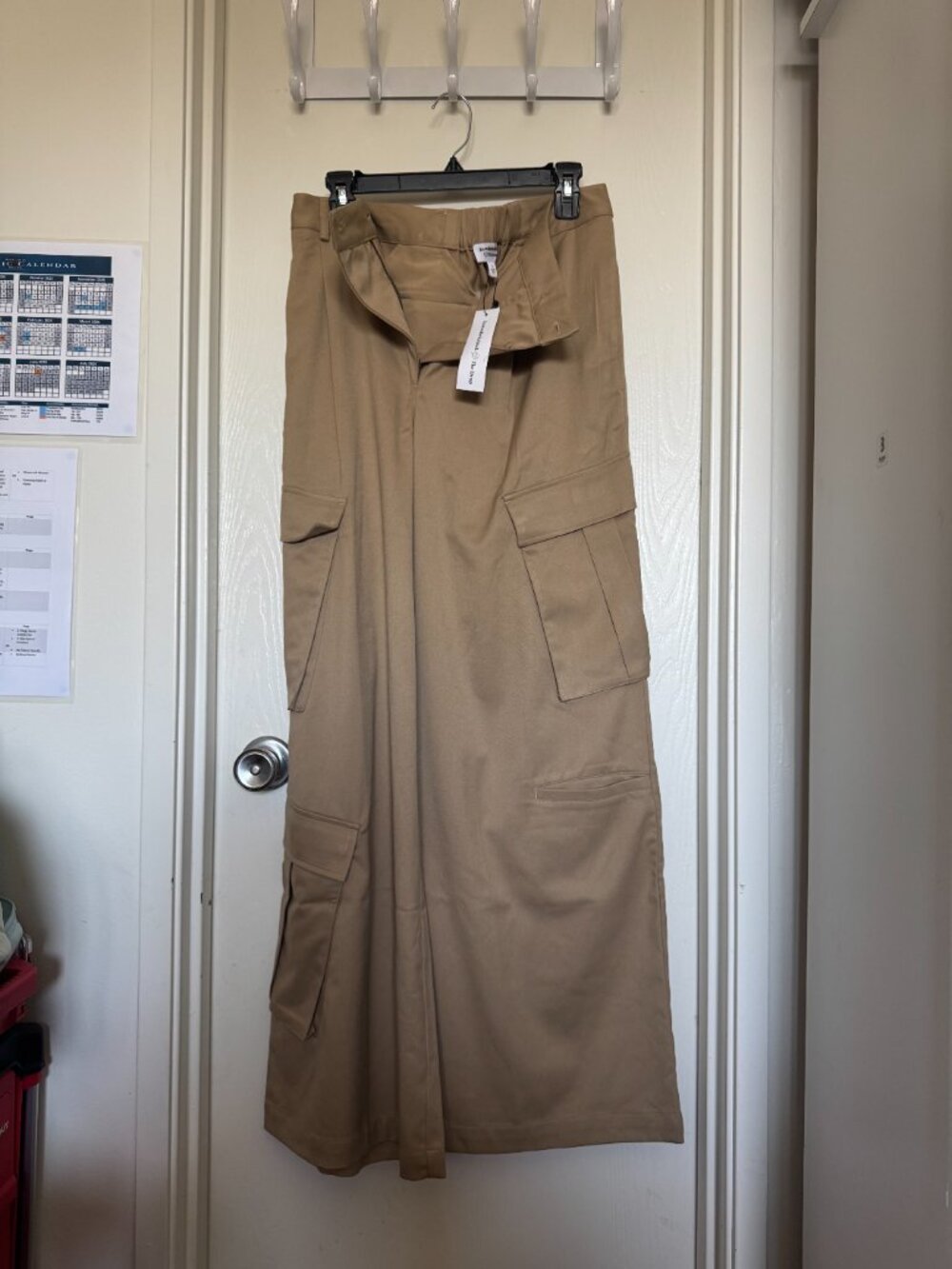 The Drop Travertine Asymmetrical Wide-Leg Cargo Pant Size S NWT - Picture 2 of 6